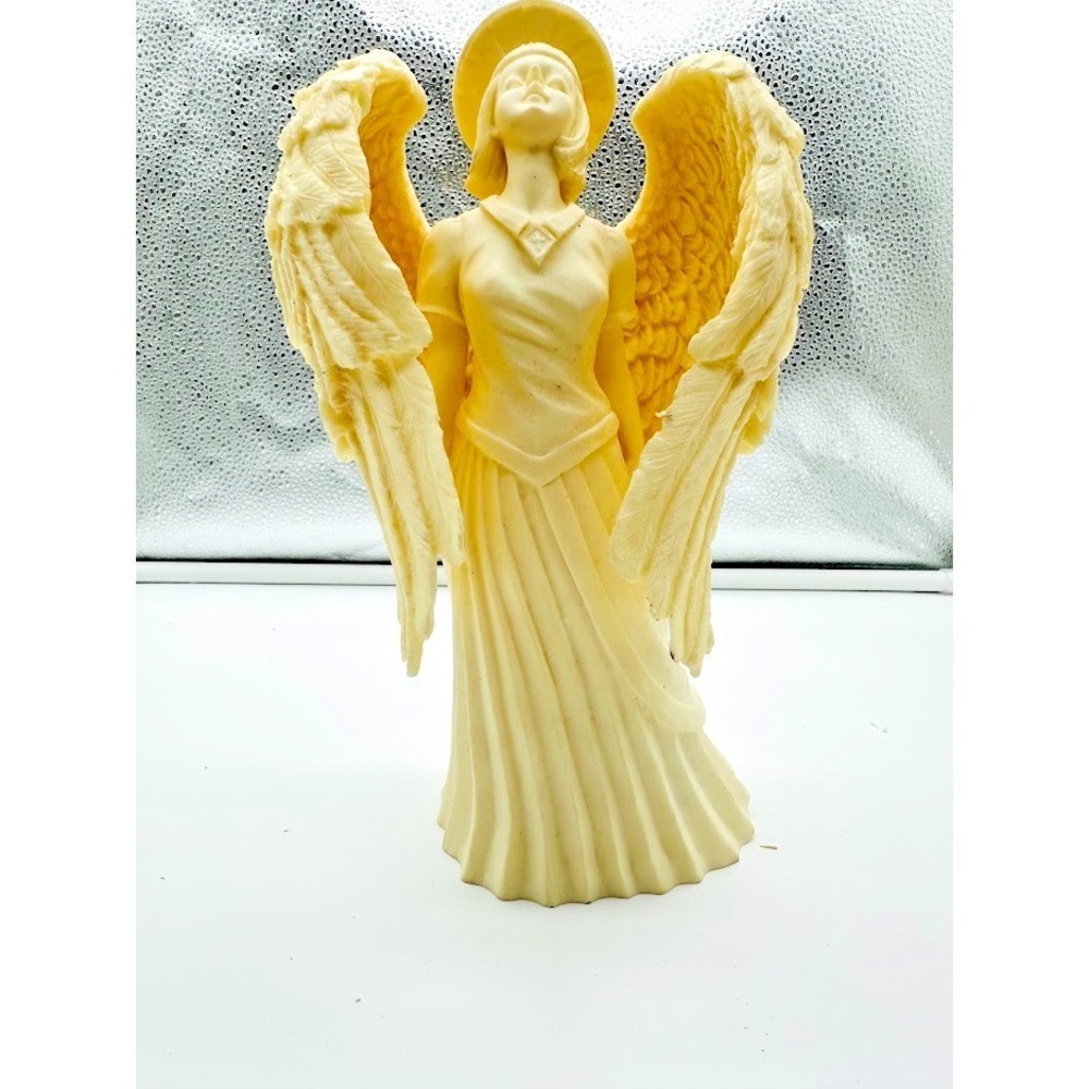 Vintage Angel Lighted Figurine Statue Halo Wings Religious Decor Works Great